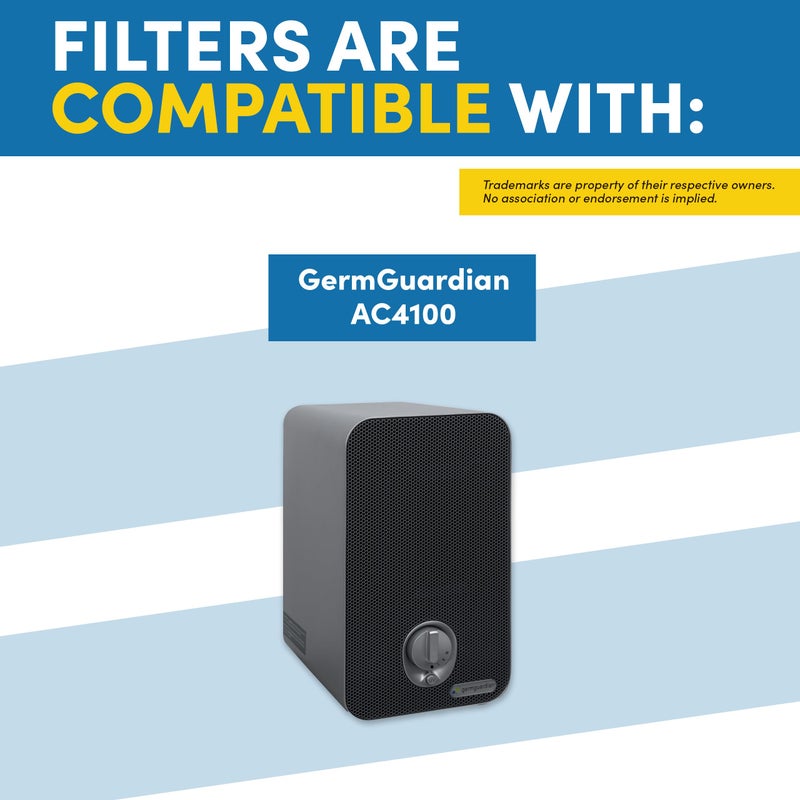 Veva HEPA Filter E Replacement (2 Pack) Compatible with Germ Guardian Air Purifier AC4100 / FLT4100. Pack of 2 HEPA Filters / 6 Carbon Pre-Filters. - Image 2